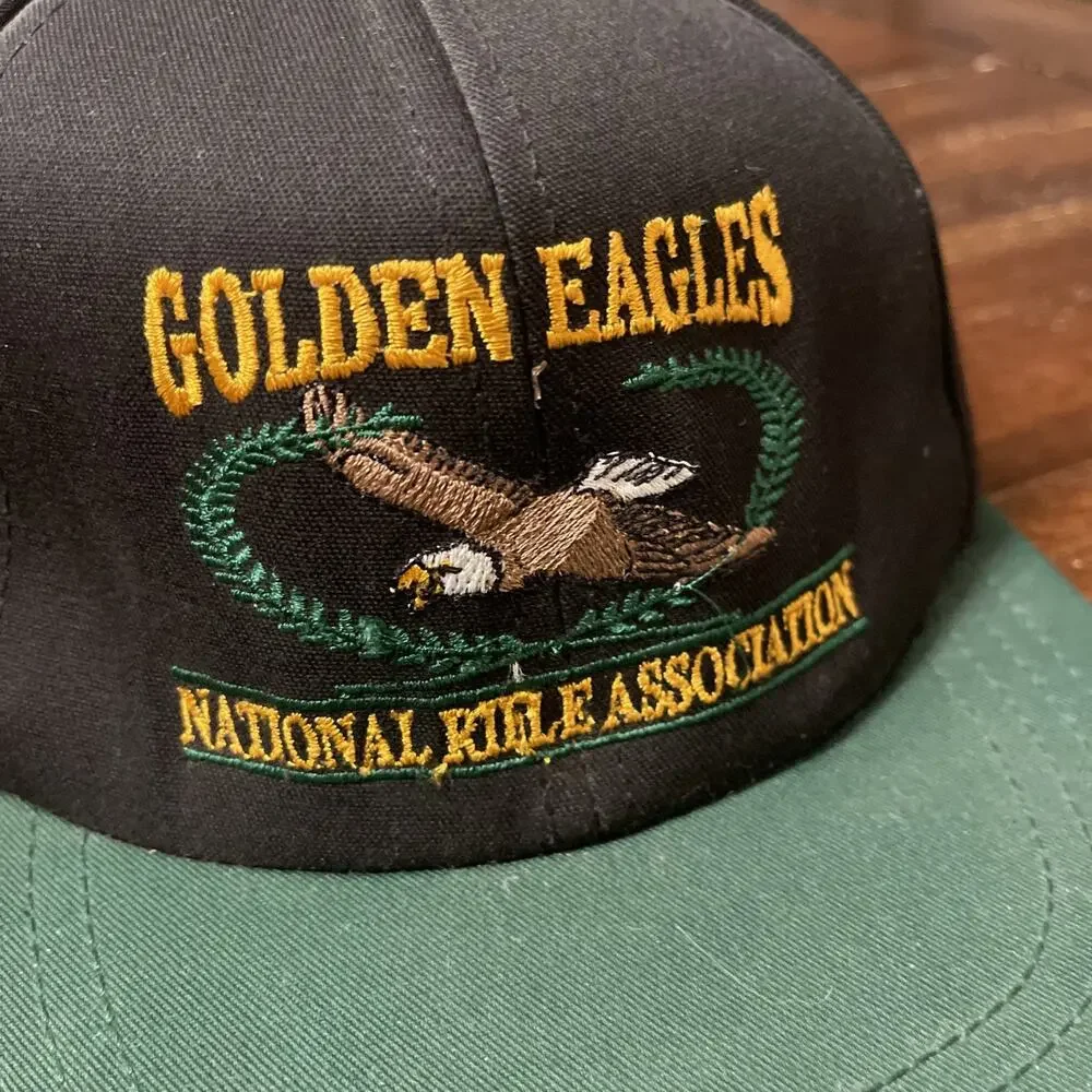 Vintage NRA Embroidered USA GOLDEN EAGLE Member Black Strapback Hat